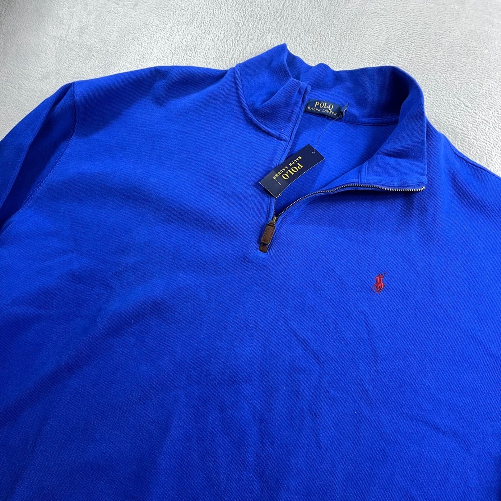 Polo Ralph Lauren Mens 4XB Big Royal Blue French Rib Quarter Zip Pullover NWT